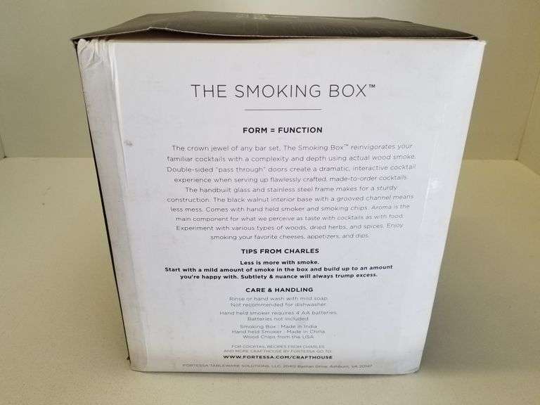 Fortessa Crafthouse Smoking Box Cockatil Smoker Set Sierra Auction