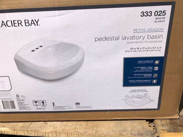 Glacier Bay Pedestal Lavatory Basin Sierra Auction Management Inc
