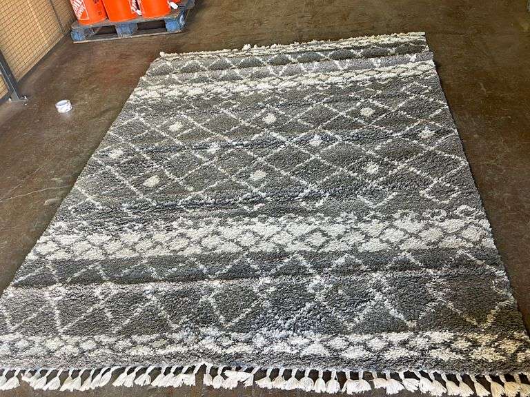 ZURICH SHAG RUGS 6’6”x9’ Area RugCatina Charcoal Ivory Sierra