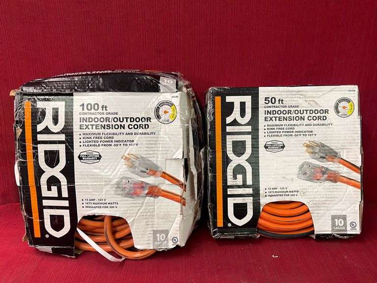 (2PCS) Ridgid 100 Ft And 50 Ft Extension Cord Sierra Auction