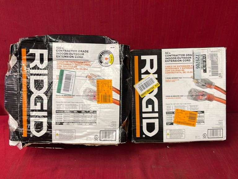 (2PCS) Ridgid 100 Ft And 50 Ft Extension Cord Sierra Auction