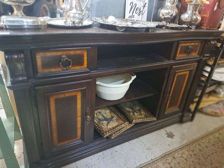 Antique Wood Buffet with Inlay Sierra Auction Management Inc