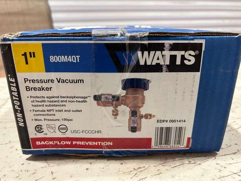 WATTS Pressure Vacuum Breaker 1" Sierra Auction Management Inc