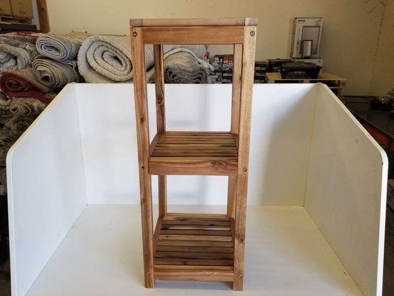 Mesa 3Tier Acacia Wood Storage Shelf 15"14"x35"H Sierra Auction