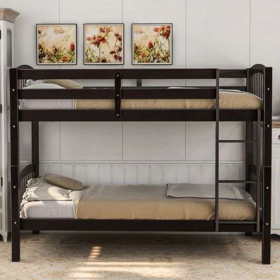 Wood Twin Over Twin Bunk Bed Espresso Sierra Auction Management Inc