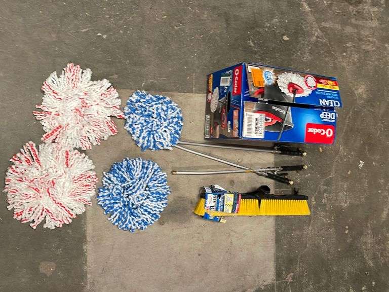 (4 Qty) OCedar Mop Head (1 Qty) Push Broom (3 Qty) Turbo Jet Pressure