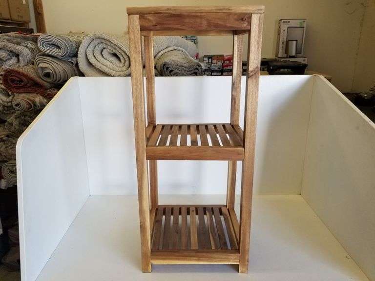 Mesa 3Tier Acacia Wood Storage Shelf 15"14"x35"H Sierra Auction