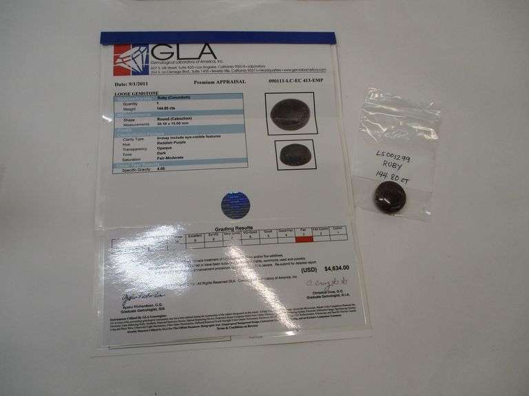 Round Ruby Loose Gemstone 144.80cts W/GLA Appraisal Sierra Auction