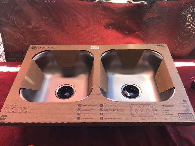 Glaciers Bay 23Gauge Double Bowl Kitchen Sink Sierra Auction