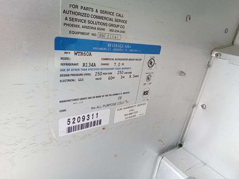 Beverage Air 2 Door Stainless Refrigerator Workstation Sierra Auction