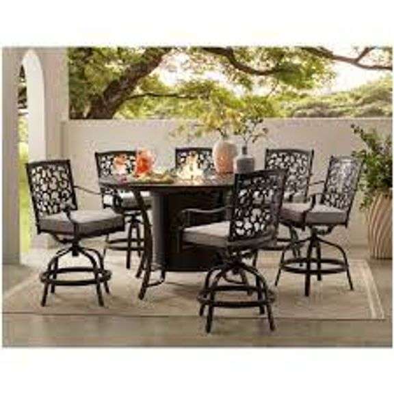 Members Mark Hastings Collection 7 Piece High Fire Pit Dining Set