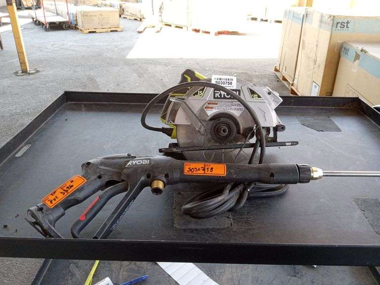 2PC Set Ryobi Circular Saw And Pressure Washer Stick Sierra Auction