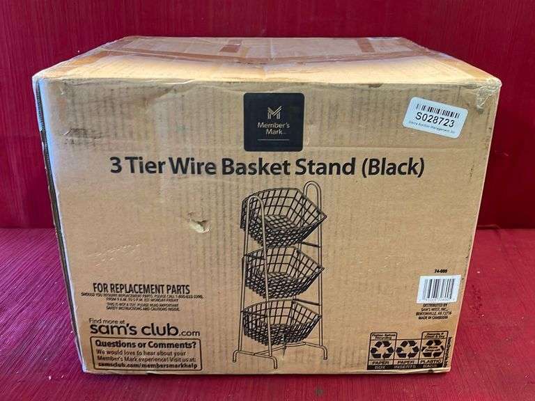 Members Mark 3Tier Wire Basket Stand Black Sierra Auction Management Inc