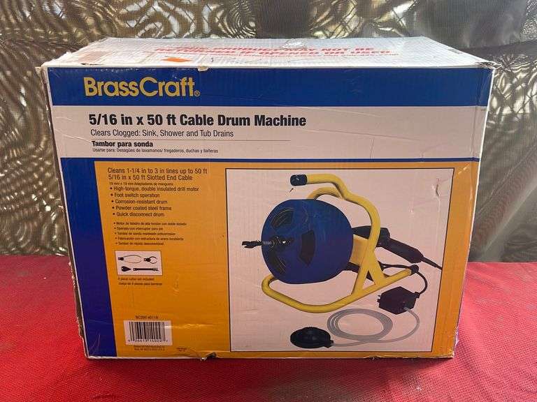 BrassCraft 5/16” x 50FT Cable Drum Machine Clears Clogged Sink shower