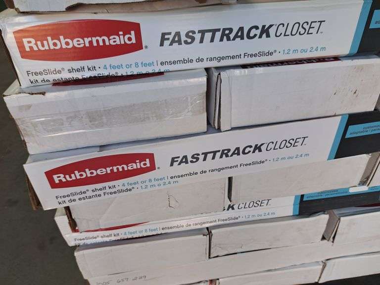 (P) (28) Rubbermaid Fast Track Closet Freeslide Shelf Kit 4 Feet or 8
