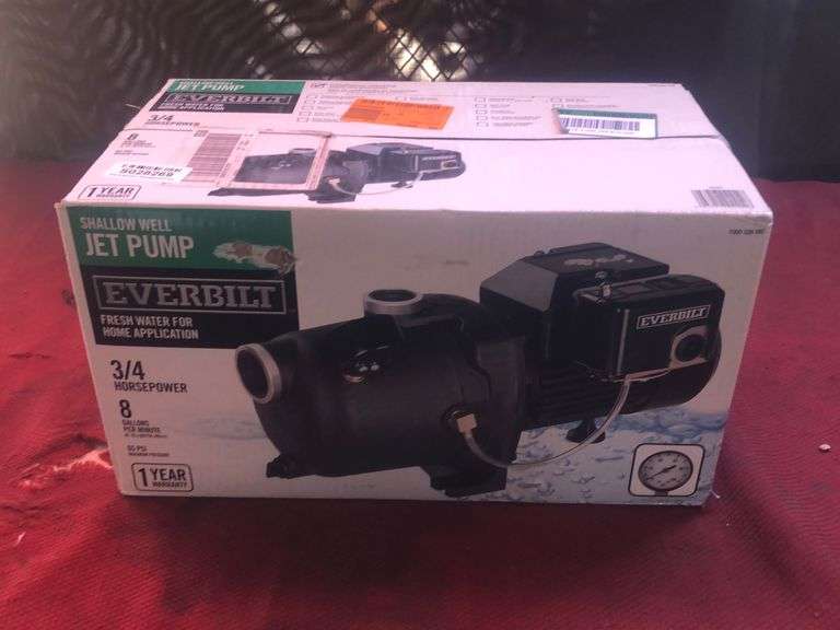 EVERBILT Jet Pump 3/4 Horsepower Sierra Auction Management Inc
