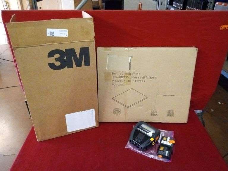 (5PC) Box of (2) Filtrete MERV12 Deep, Shelf Parts, and Walmart Zebra Printer Sierra