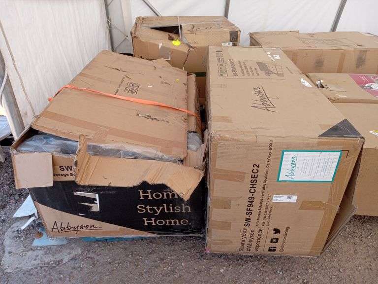 Abbyson Kylie Storage Sofa Bed Reversible Sectional, Dark Gray Sierra