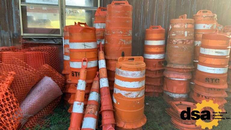 Miscellaneous Orange Construction Barrels,