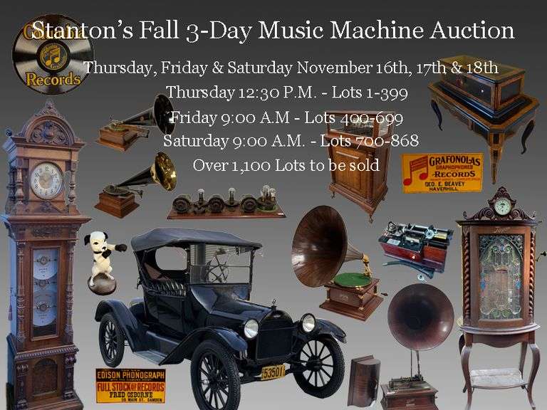 Stanton's Fall 3Day Music Machine Auction, Thurs., Fri., & Sat