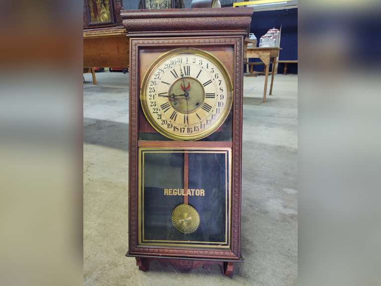Antique Sessions Regulator Clock. 17x4x38 - South Auction