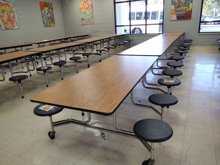 Bulk lot of 6 folding rollaway lunch tables South Auction