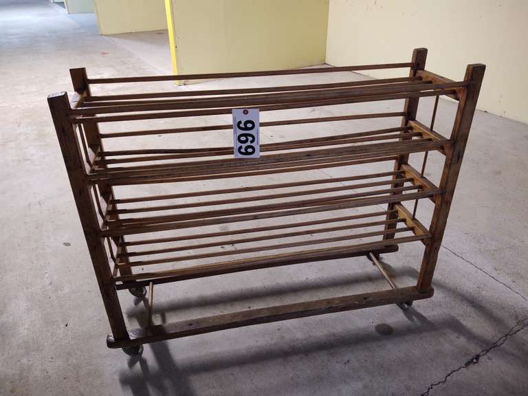 Antique wooden bread rack. 46x13x38 South Auction