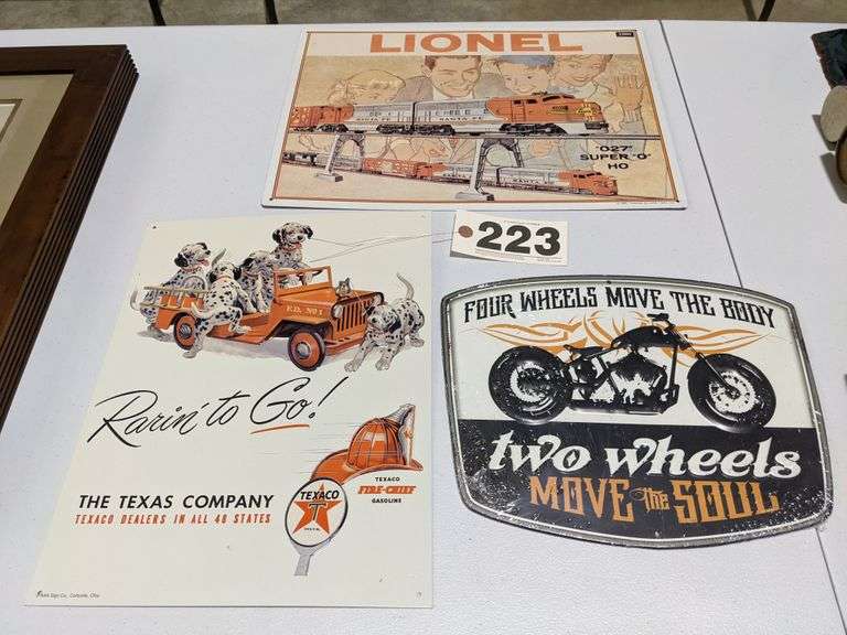 Lot of 3 reproduction metal signs - South Auction
