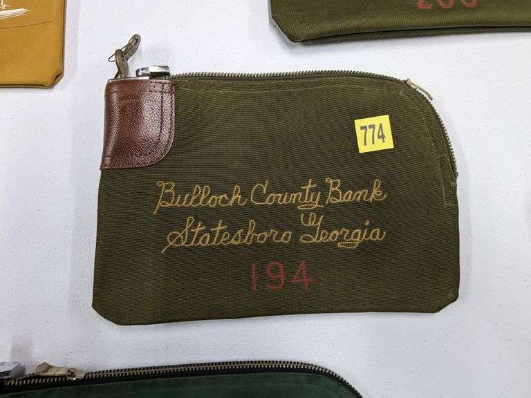 Vintage "Bulloch County Bank" Locking Bank Bag South Auction