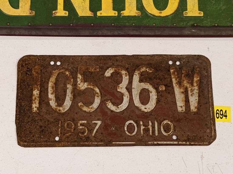 1957 Ohio License Plate South Auction