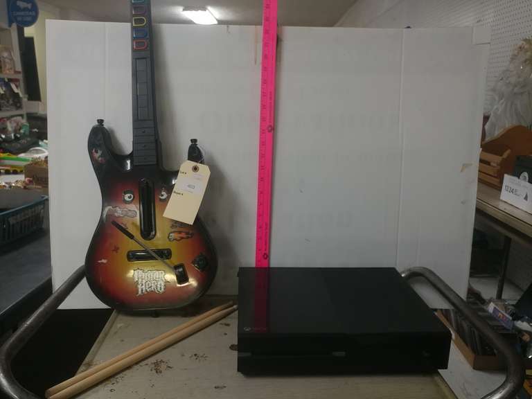 Xbox One, Guitar Hero Guitar, Rock Band Drum Sticks Trice Auctions
