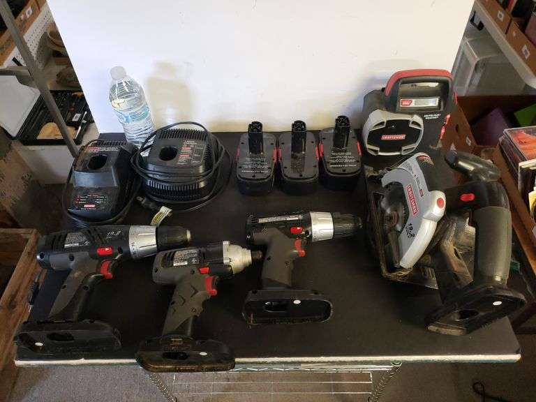 Craftsman Tools Radio, (2) Chargers, (3) Batteries, (3) Power Drills