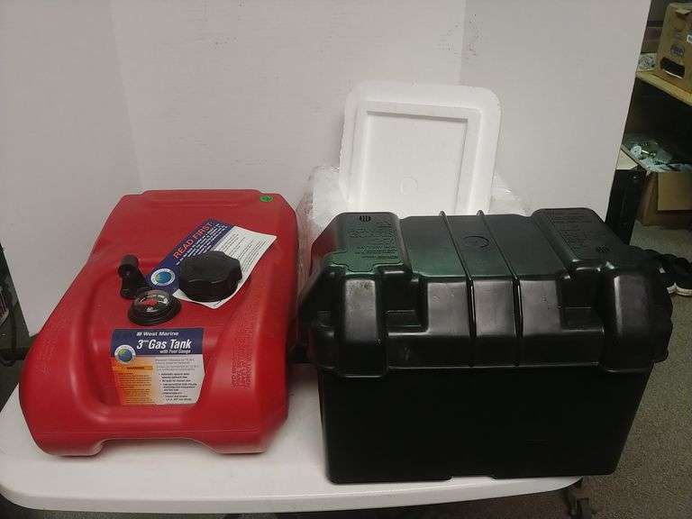 Marine gas Tank, battery box, cooler Trice Auctions
