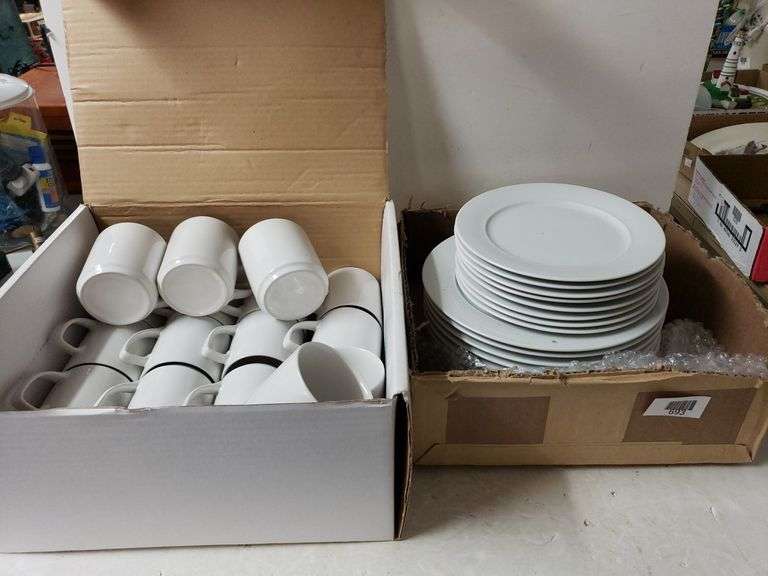 Ikea White Mugs (16), White Plates (11), White Salad Plates (8) Trice