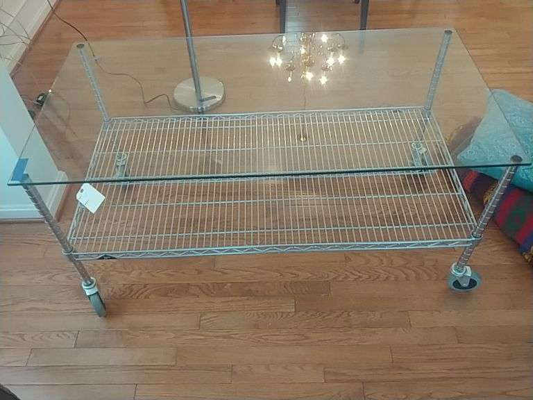 Industrial Style Metal & Glass Coffee Table. Trice Auctions