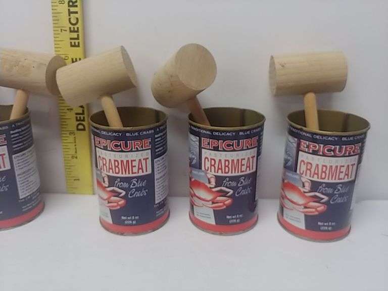 Epicure Crab Meat Cans, Mallets And Old Bay In Cans Trice Auctions