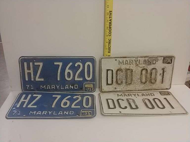 Two Antique Maryland Tags Trice Auctions