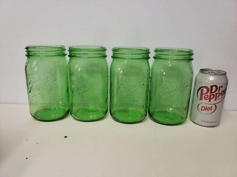Vintage Style Green Glass Ball Mason Jars Trice Auctions
