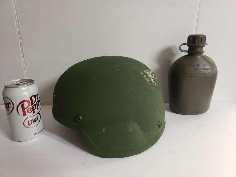 Military Canteen & Warrior Helmet By SDS Trice Auctions