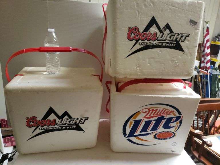 Vintage Cooler Light & Miller Lite Styrofoam Coolers Trice Auctions