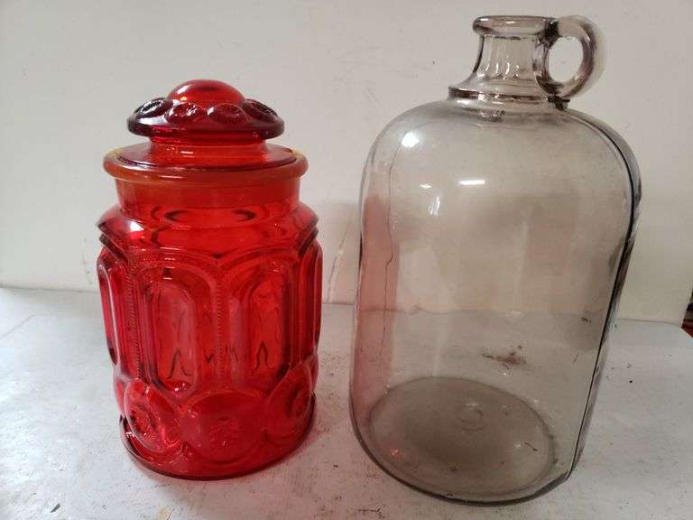 Ruby red Glass Candy Jar & Glass Jar Trice Auctions