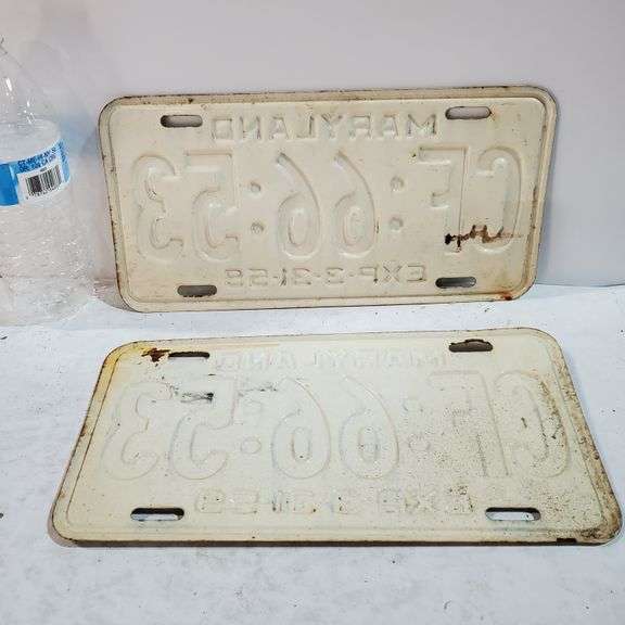 Vintage Maryland License Plates Trice Auctions