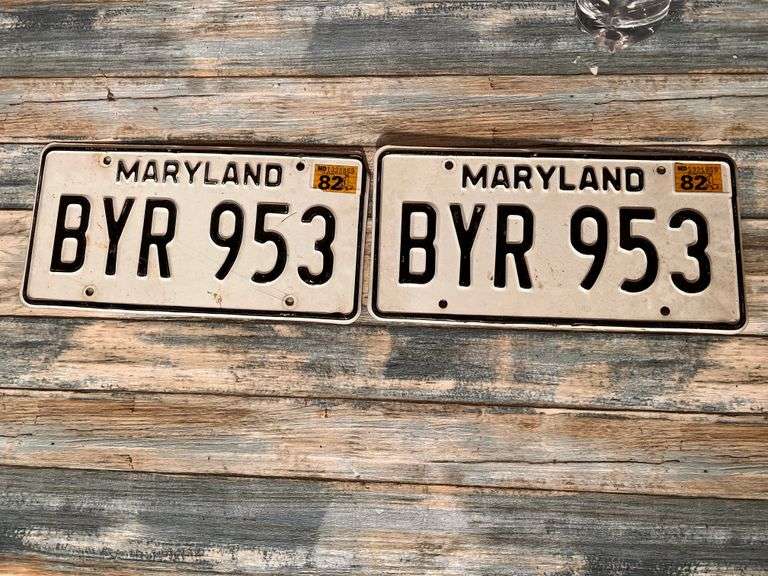 Two Vintage Matching Maryland License Plates Trice Auctions