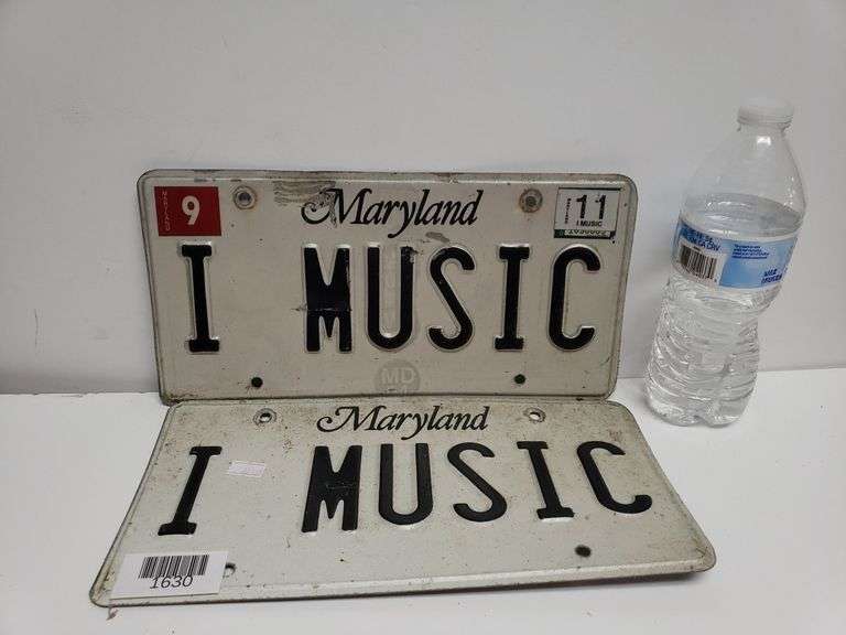 Personalized Maryland License Plates "I Music" Trice Auctions