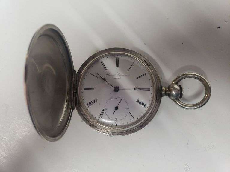 Mens Antique Coin Silver Pocket Watch Hinge Needs Repair 110 Grams