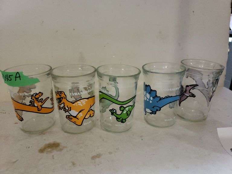 5 Vintage Welch's Dinosaur Glasses Trice Auctions
