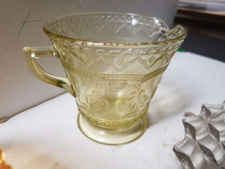 Assorted Glassware Plates, Carnival Glass Bowl, Federal Glass Creamer