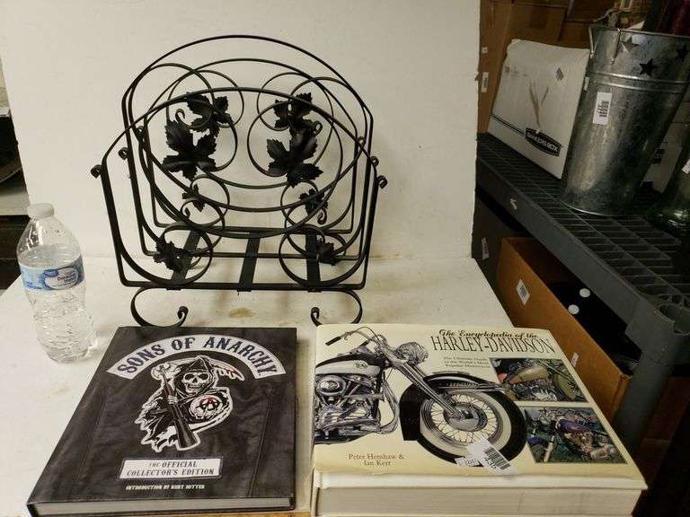 Old Motorcycle Book Rack Wrought Iron Magazine Rack And Harley Davidson And Sons Of Anarchy ...
