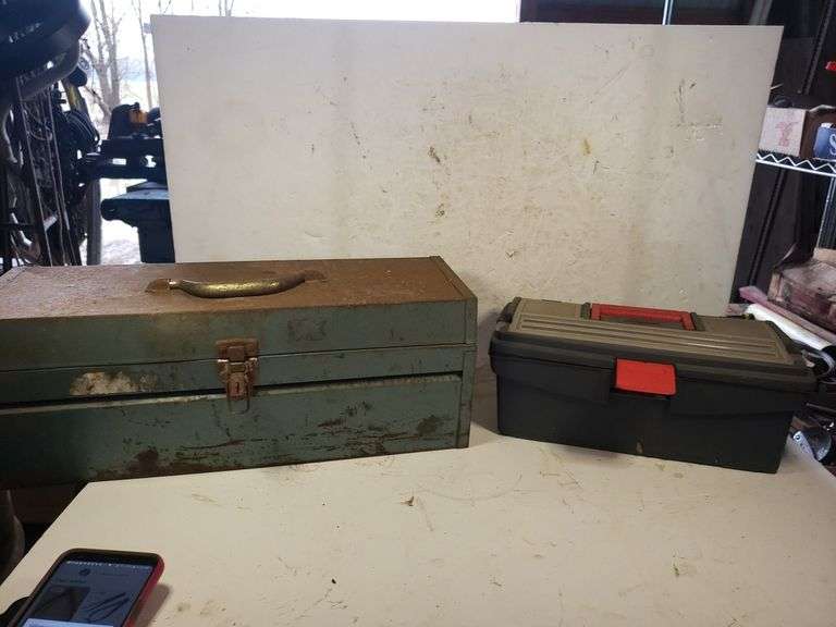 Vintage Metal Toolbox, And Plastic Toolbox With Contents Trice Auctions