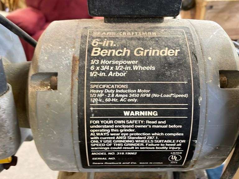 Craftsman 6 inch Bench Grinder on Stand Trice Auctions